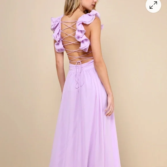 Lulu’s Lilac Ruffled Open-Back Evening Gown - Picture 9 of 9